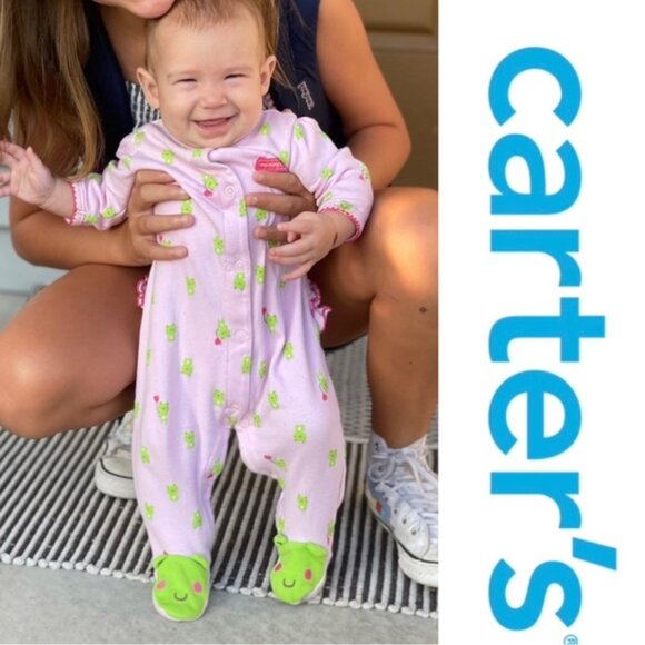 Carter's Just One You | Pink Ruffle Baby Froggie Sleep N' Play | Size 3 Months - Picture 1 of 8